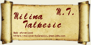 Milina Talpešić vizit kartica